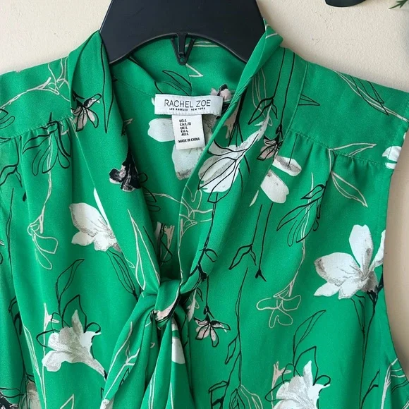 Rachel Zoe Green Floral Sleeveless Blouse - Picture 3 of 6